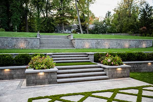Hardscape installation in Simi Valley backyard
