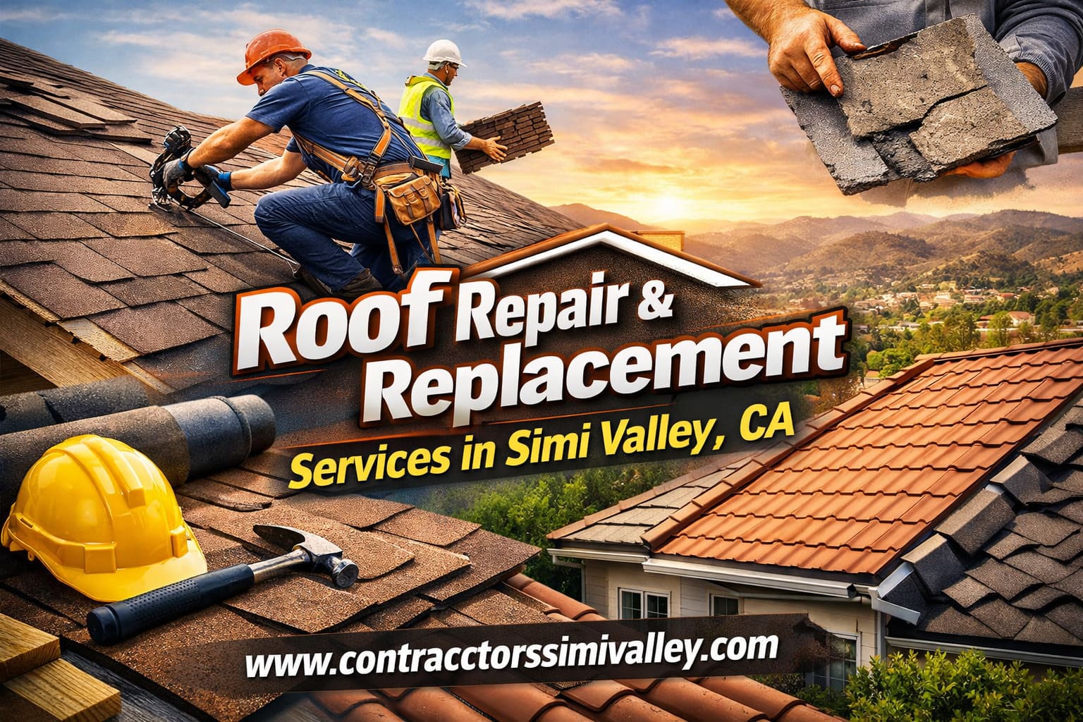 Roof replacement project on Simi Valley home showing tile installation